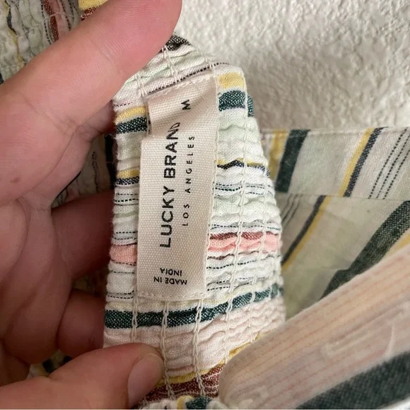 NWT Lucky Brand Women's Striped Corset Maxi Stripes Cotton Linen Dress Size M - Picture 11 of 12